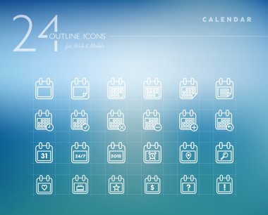 Takvim anahat Icons set