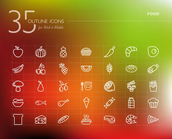 Gezonde voeding overzicht icons set — Stockvector