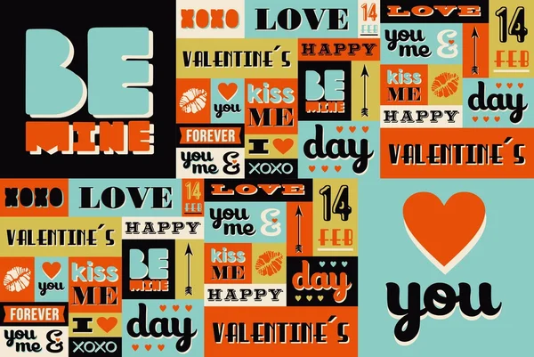 Szczęśliwy dzień Valentines retro vintage wzór — Wektor stockowy