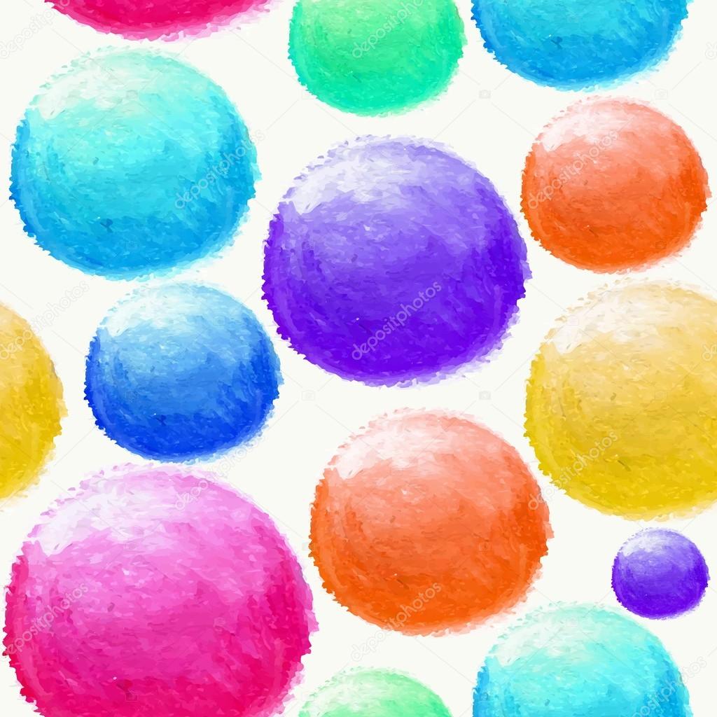 Colorful watercolor ball seamless pattern