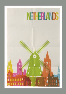 Seyahat Hollanda yerlerinden vintage kağıt afiş