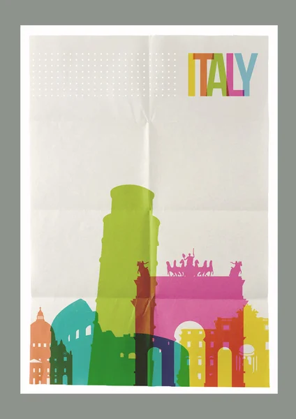 Viajes Italia monumentos skyline cartel vintage — Archivo Imágenes Vectoriales