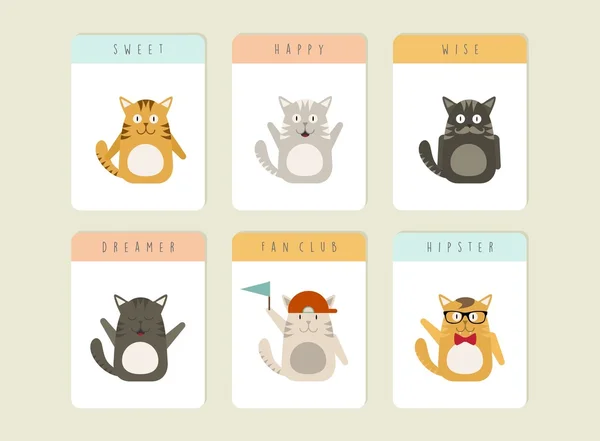 Conjunto de iconos Happy Cat — Vector de stock