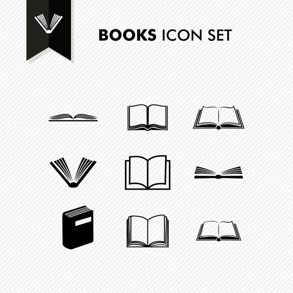 Ícone de livros básicos conjunto isolado — Vetor de Stock