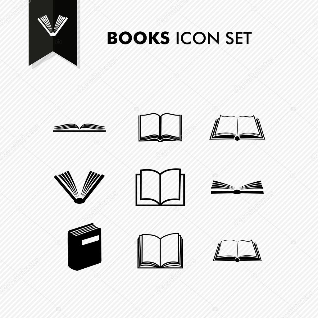 Basic Books icon set isolated