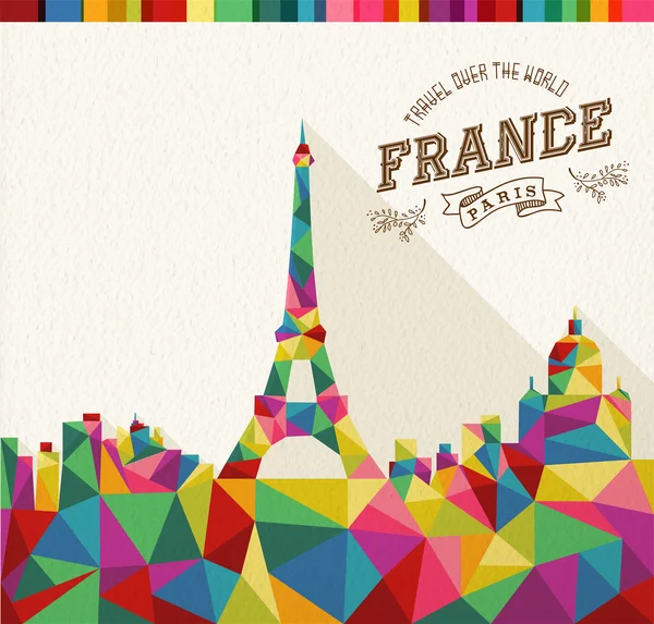 Travel France polygonal skyline — Stock Vector