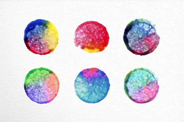 Aquarelle cercle ensemble illustration dessinée à la main — Image vectorielle