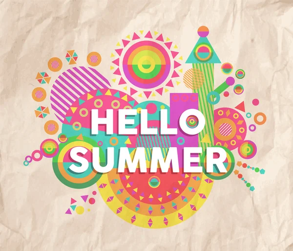 Hello summer quote poster design — Stock Vector