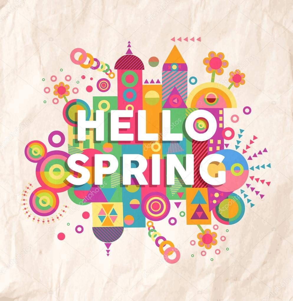 Hello spring quote poster design
