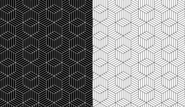 izometrik 3d çizgi küp desen arka plan