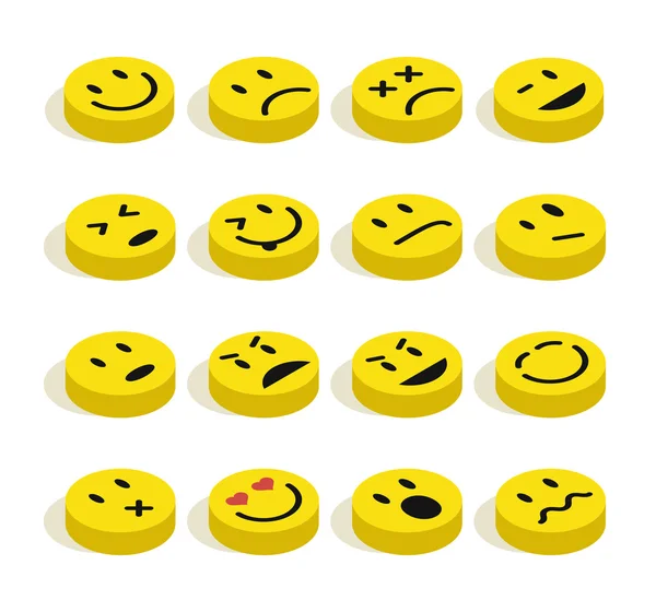 Flache isometrische Emoticons setzen Illustration — Stockvektor