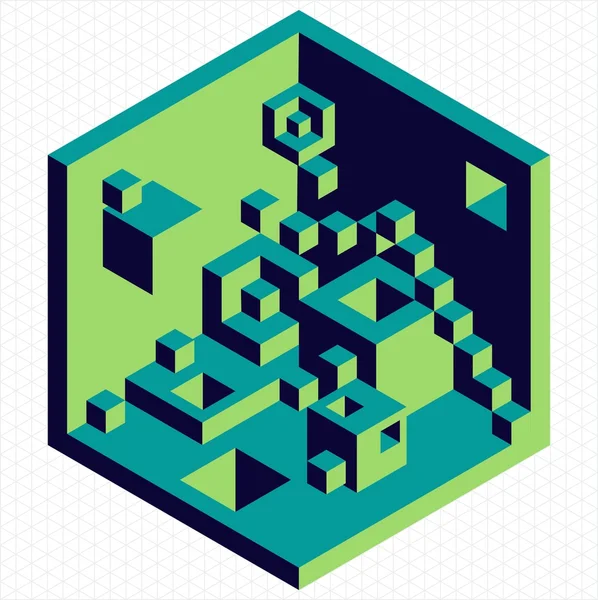 Isométrico 3d cubos forma ilustração —  Vetores de Stock