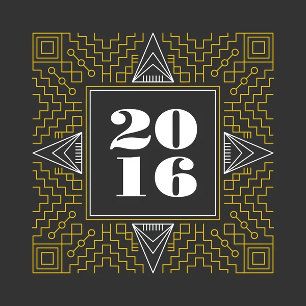 Año Nuevo 2016 monograma línea retro hispter — Vector de stock