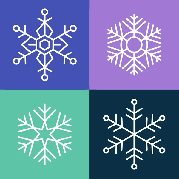 Snowflake line style set illustration — Stock Vector