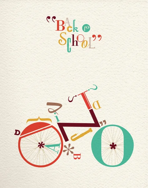 Zurück zur Schultyp Schrift Hipster Bike Illustration — Stockvektor