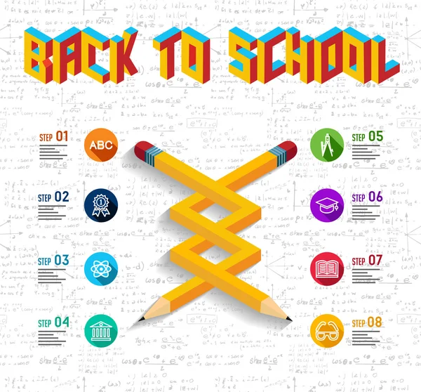 Ritorno a scuola infografica design — Vettoriale Stock