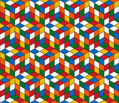 Magic cube retro 80s pattern background