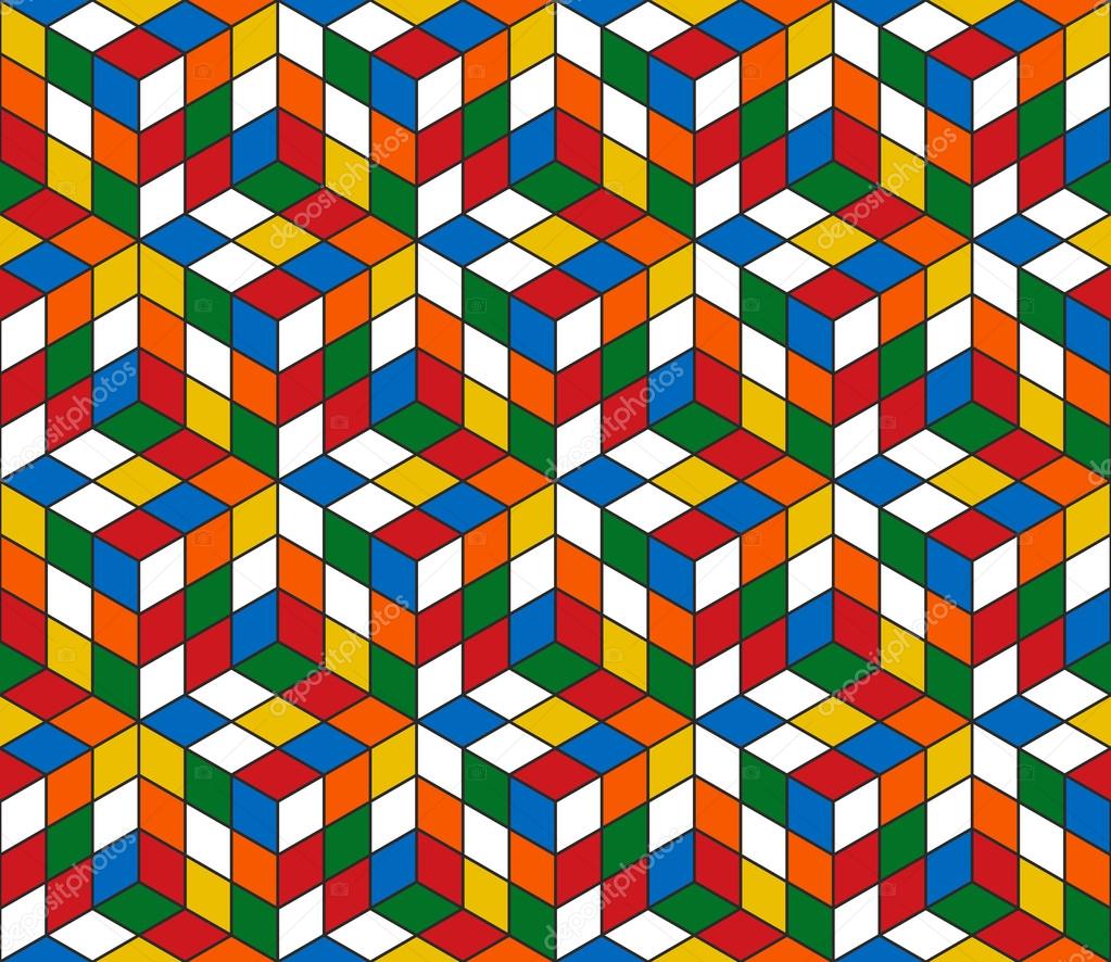 Magic cube retro 80s pattern background