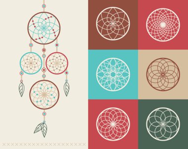 Dream catcher boho icons illustration