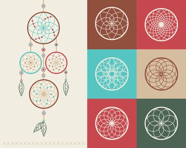 Dream catcher boho icons illustration Stock Vector