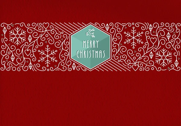 Merry Christmas lijn vintage wenskaart achtergrond — Stockvector