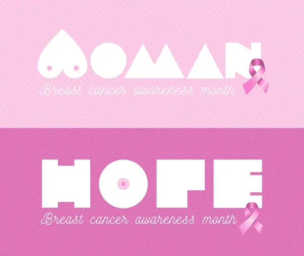 Mulher câncer de mama conscientização rosa banner set —  Vetores de Stock