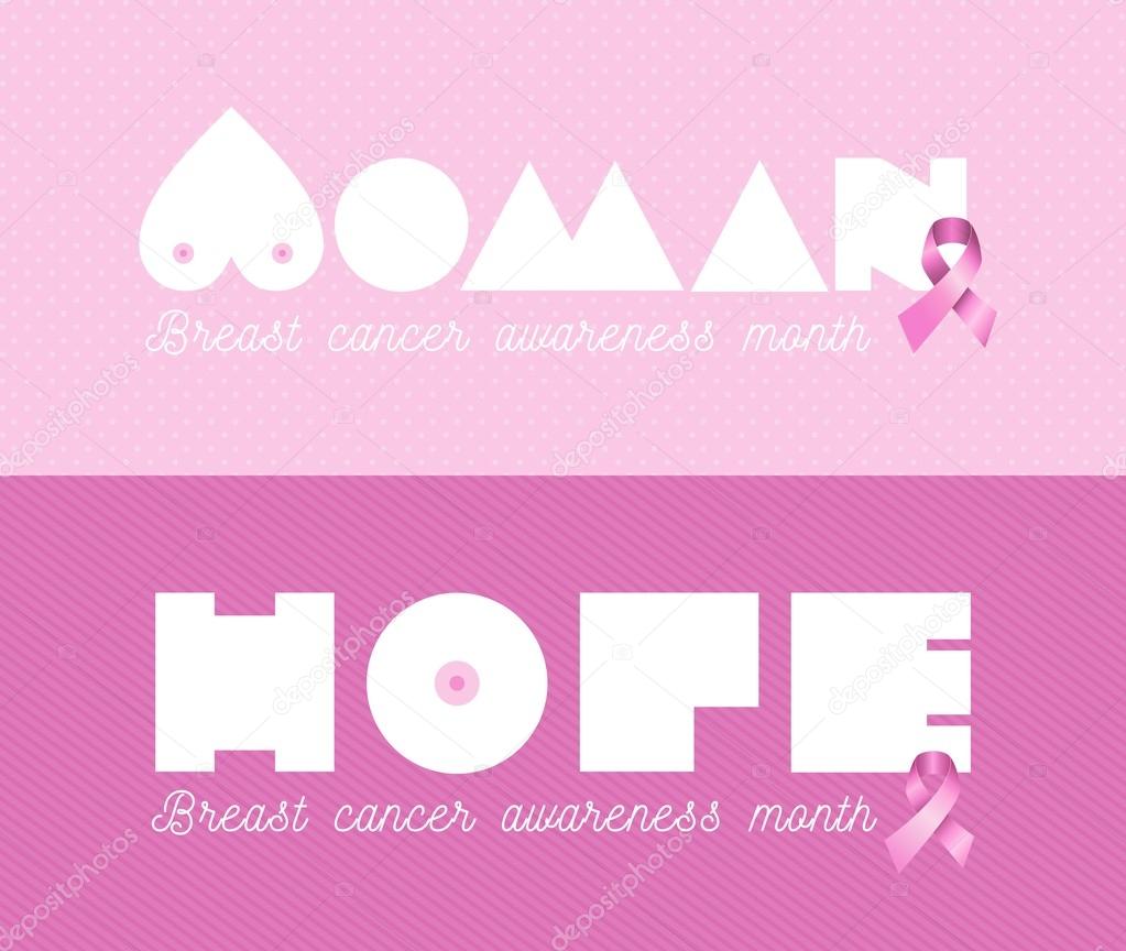 Woman breast cancer awareness pink banner set