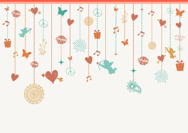 San Valentín amor tarjeta de felicitación elementos de fondo — Vector de stock