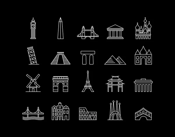 Marco internacional conjunto de ícones de arte linha simples — Vetor de Stock
