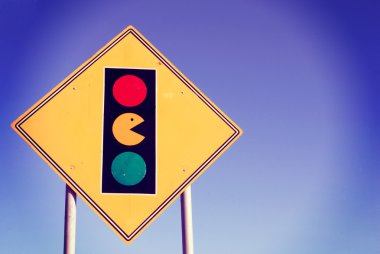 Oyun bölgesi pacman trafik ışığı işareti arcade