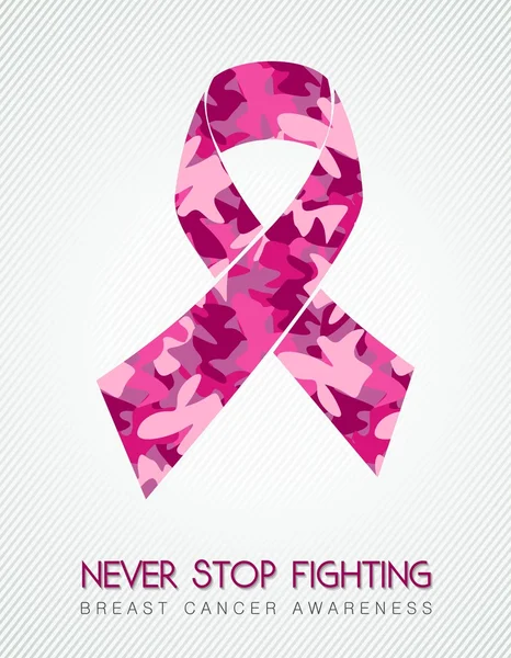 Cancer du sein ruban rose combat femmes camouflage — Image vectorielle