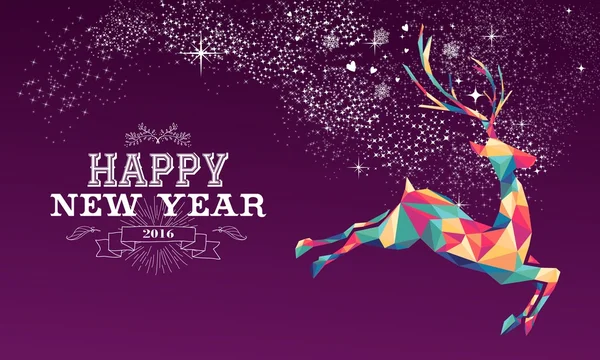Mutlu yeni yıl 2016 Ren geyiği üçgen renk — Stok Vektör