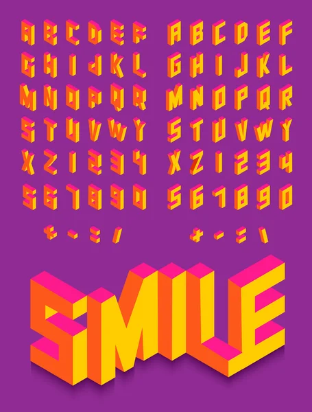 Isometric 3d font colorful isolated background — 스톡 벡터