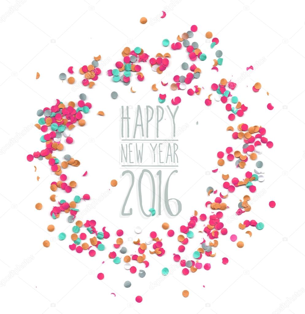 Happy new year 2016 confetti party simple template