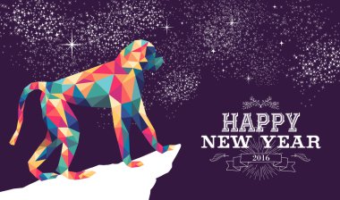 Happy chinese new year monkey 2016 triangle color clipart