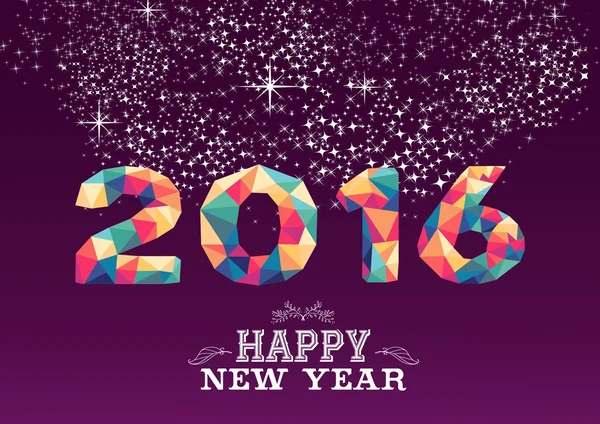 Mutlu yeni yıl 2016 renkli üçgen vintage kartı — Stok Vektör