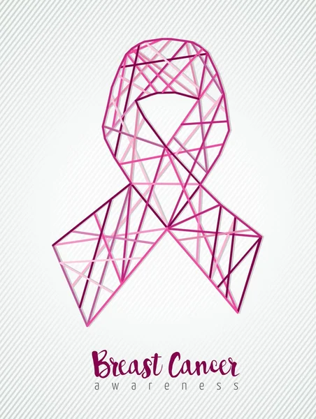 Borst kanker bewustzijn roze lint lijn geometrie — Stockvector