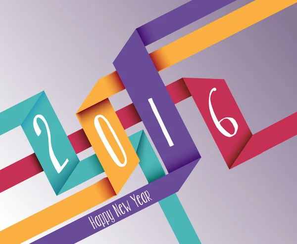 快乐新的一年 2016年简单的折纸背景 — 图库矢量图片