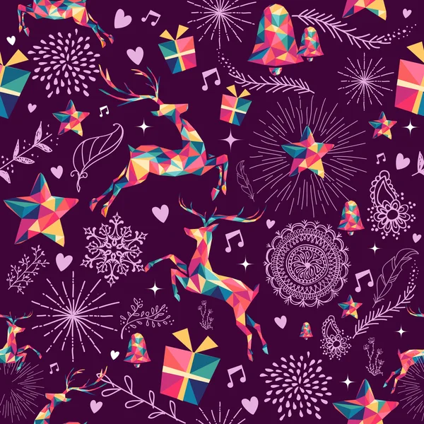 Triangle de Noël cerf hipster motif sans couture — Image vectorielle