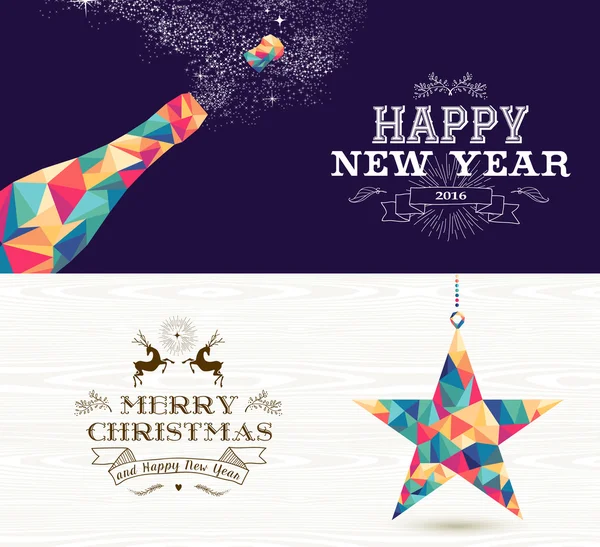 Happy new year 2015 Merry christmas bottle star — Stock Vector