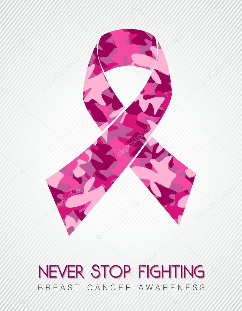 Breast cancer pink ribbon fight women camouflage