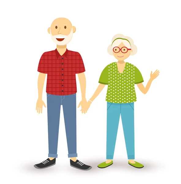 Old couple grandparents happy flat illustration — 图库矢量图片