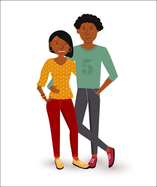 Happy african american couple flat illustration — Stockvector