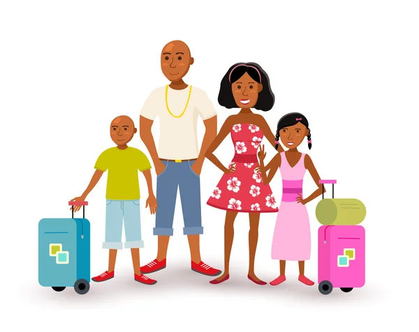 African american family summer vacation travel — 图库矢量图片