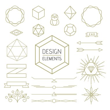 Tasarım öğesi mono line sanat geometri simgesi ayarla