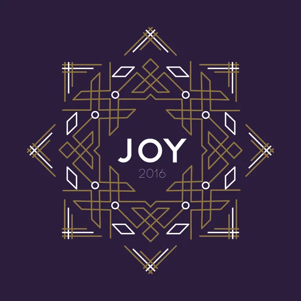 Bonne année 2016 cadre art déco ligne de carte de joie — Image vectorielle