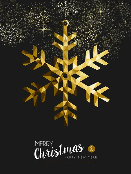 Joyeux Noël bonne année or neige origami — Image vectorielle