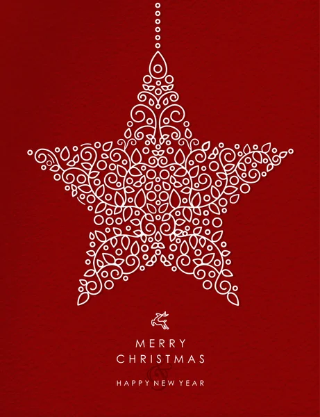 Veselé Vánoce šťastný nový rok osnovy hvězda deco — Stockový vektor