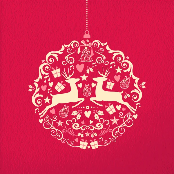快乐圣诞快乐新年装饰球鹿 — 图库矢量图片