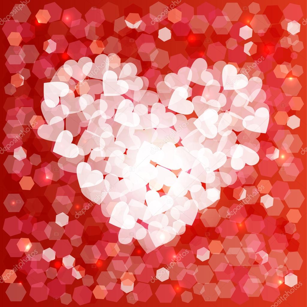 Valentines day love heart shape bokeh card background